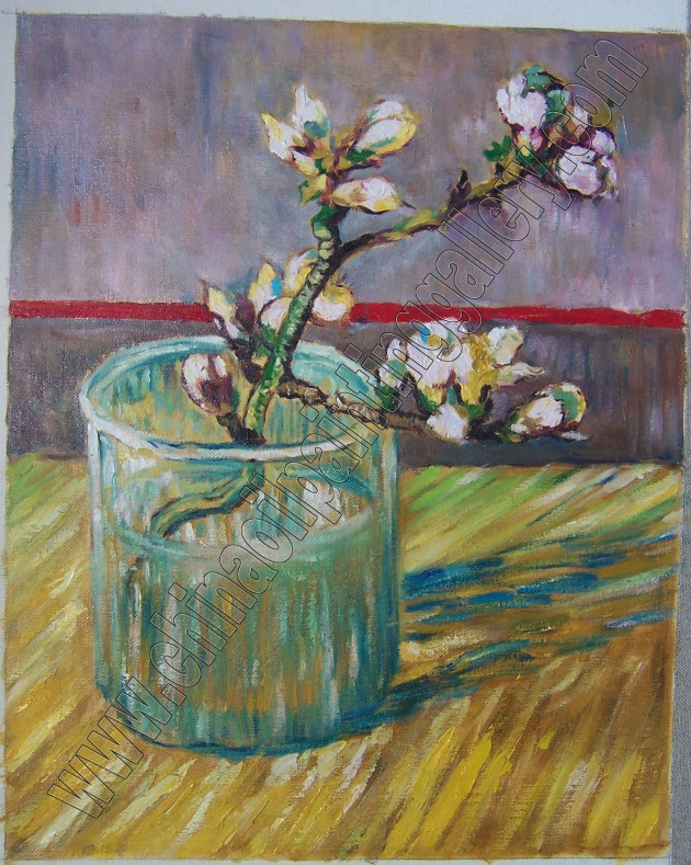 Blossoming Almond Branch in a Glass - 1, Vincent van Gogh painting